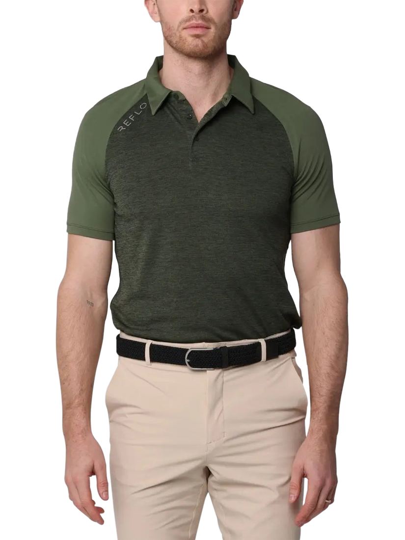Product image 1 of 6, which shows REFLO Tummel Short Sleeve Polo Shirt, Pine Green, S