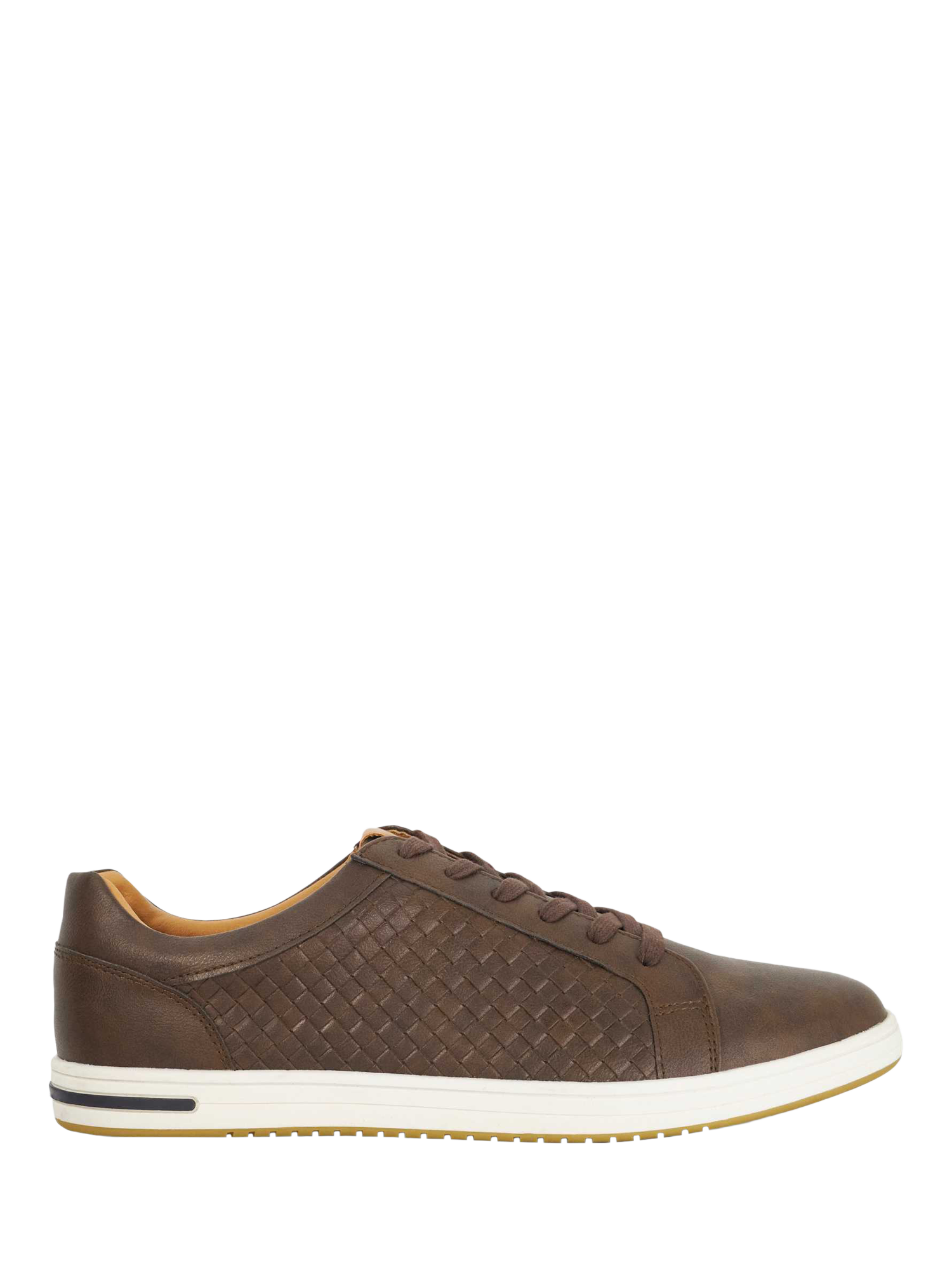 Product image 1 of 6, which shows Dune London Tezzy Weave Lace Up Trainers, Brown, EU40