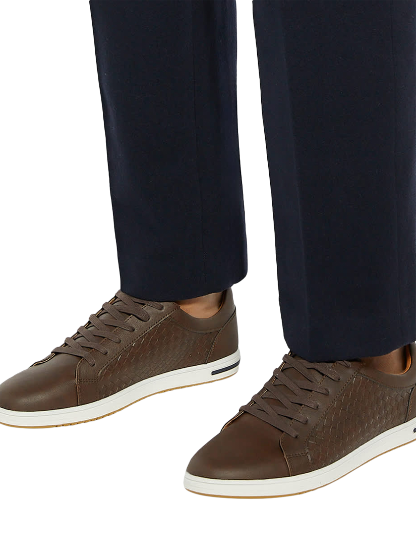 Product image 2 of 6, which shows Dune London Tezzy Weave Lace Up Trainers, Brown, EU40