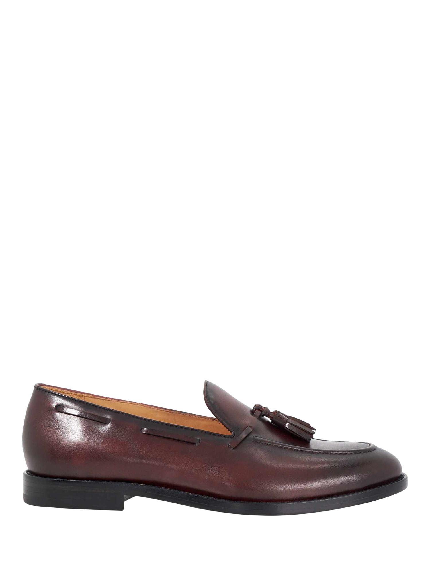 Product image 1 of 5, which shows Dune London Sandders Leather Tassle Loafers, Bordo, EU40