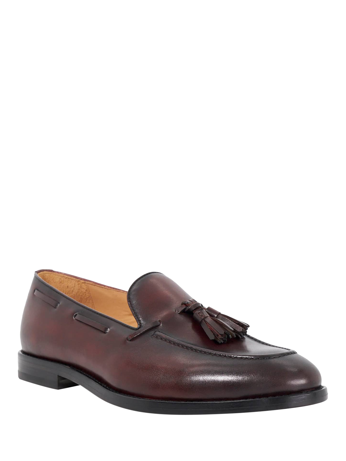Product image 2 of 5, which shows Dune London Sandders Leather Tassle Loafers, Bordo, EU40