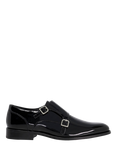 Dune London Sono Patent Leather Monk Shoes, Black