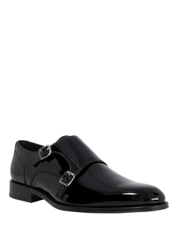 Dune London Sono Premium Patent Leather Sole Double Monk Shoes, Black - view 2, Black