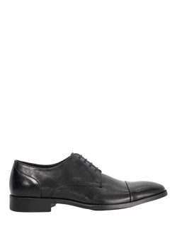 Dune London Suffix Leather Flex Sole Toecap Gibson Shoes, Black, Black