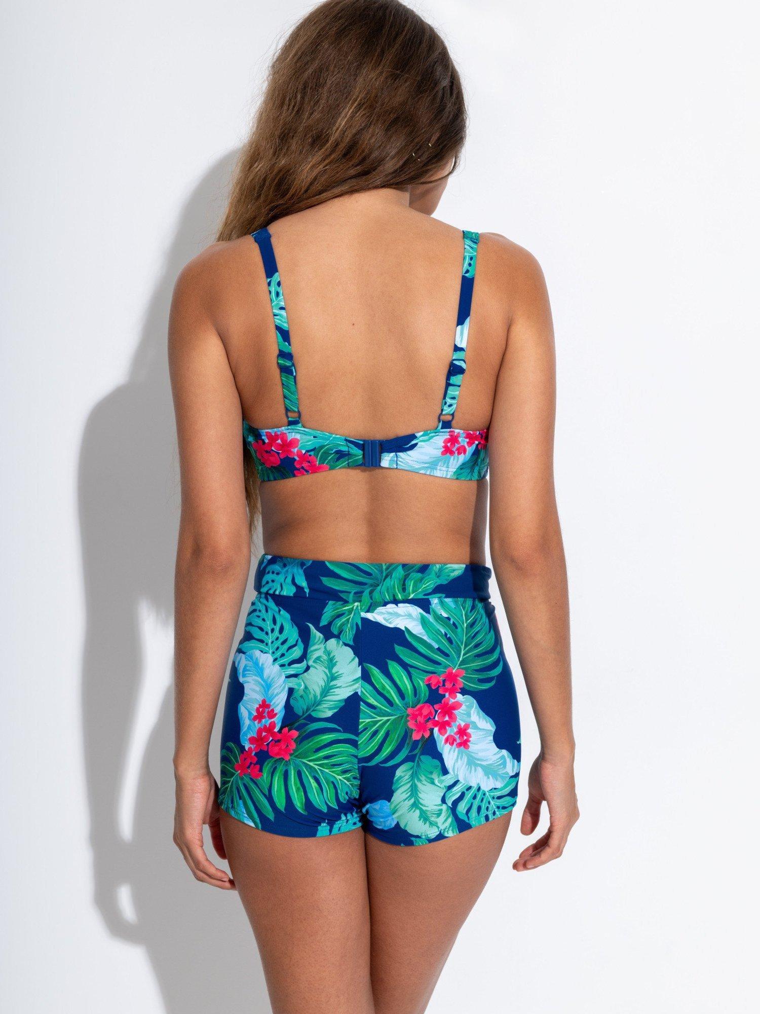 Product image 7 of 9, which shows Pour Moi Kefalonia Side Support Non-Padded Bikini Top, Navy Tropical, 32DD