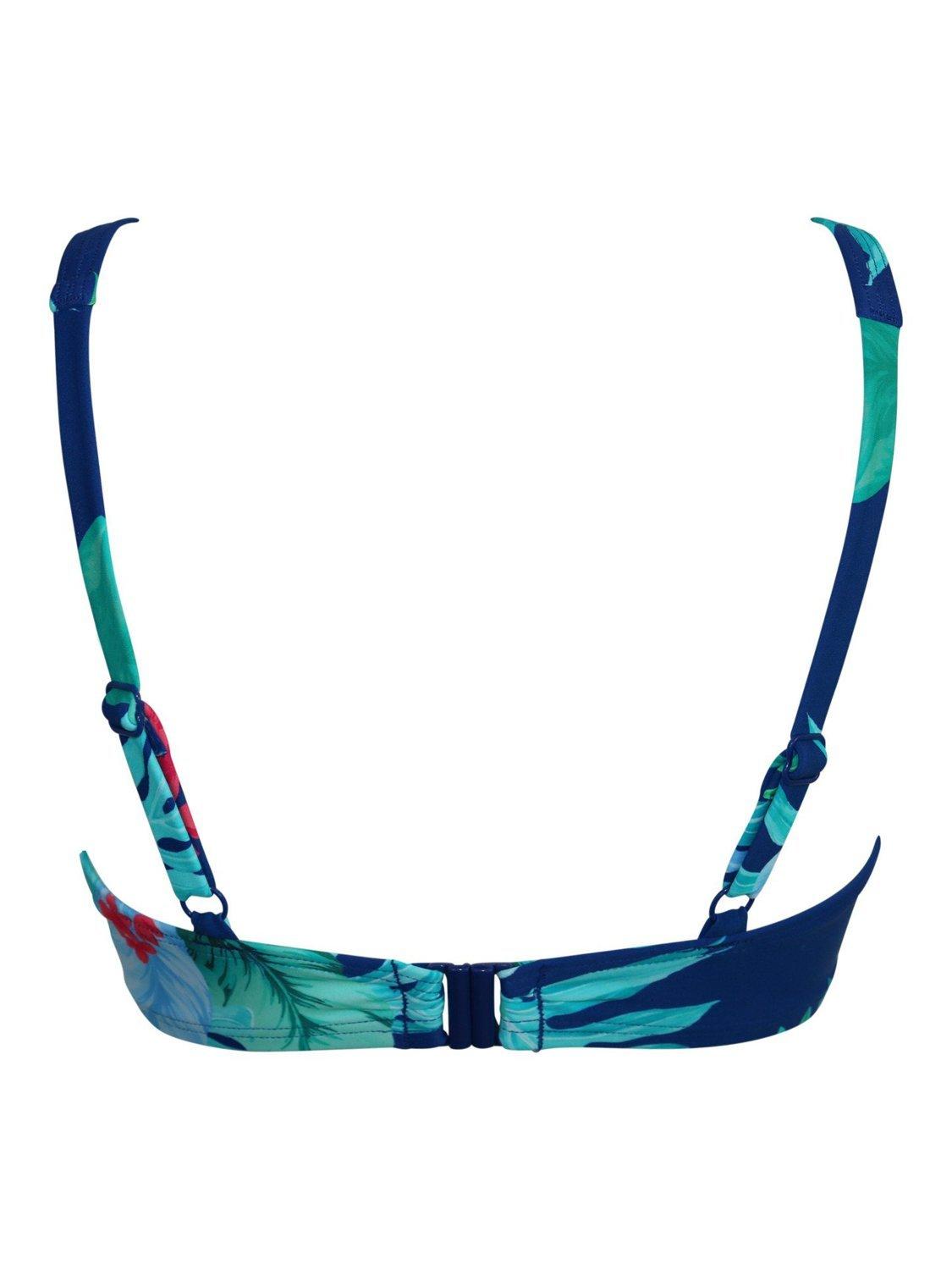 Product image 9 of 9, which shows Pour Moi Kefalonia Side Support Non-Padded Bikini Top, Navy Tropical, 32DD