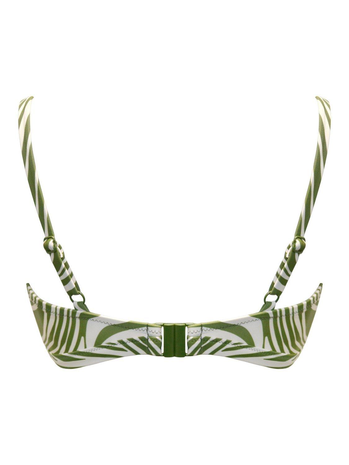 Product image 7 of 7, which shows Pour Moi Maya Bay Padded Underwired Tie Bikini Top, Khaki/White, 32C