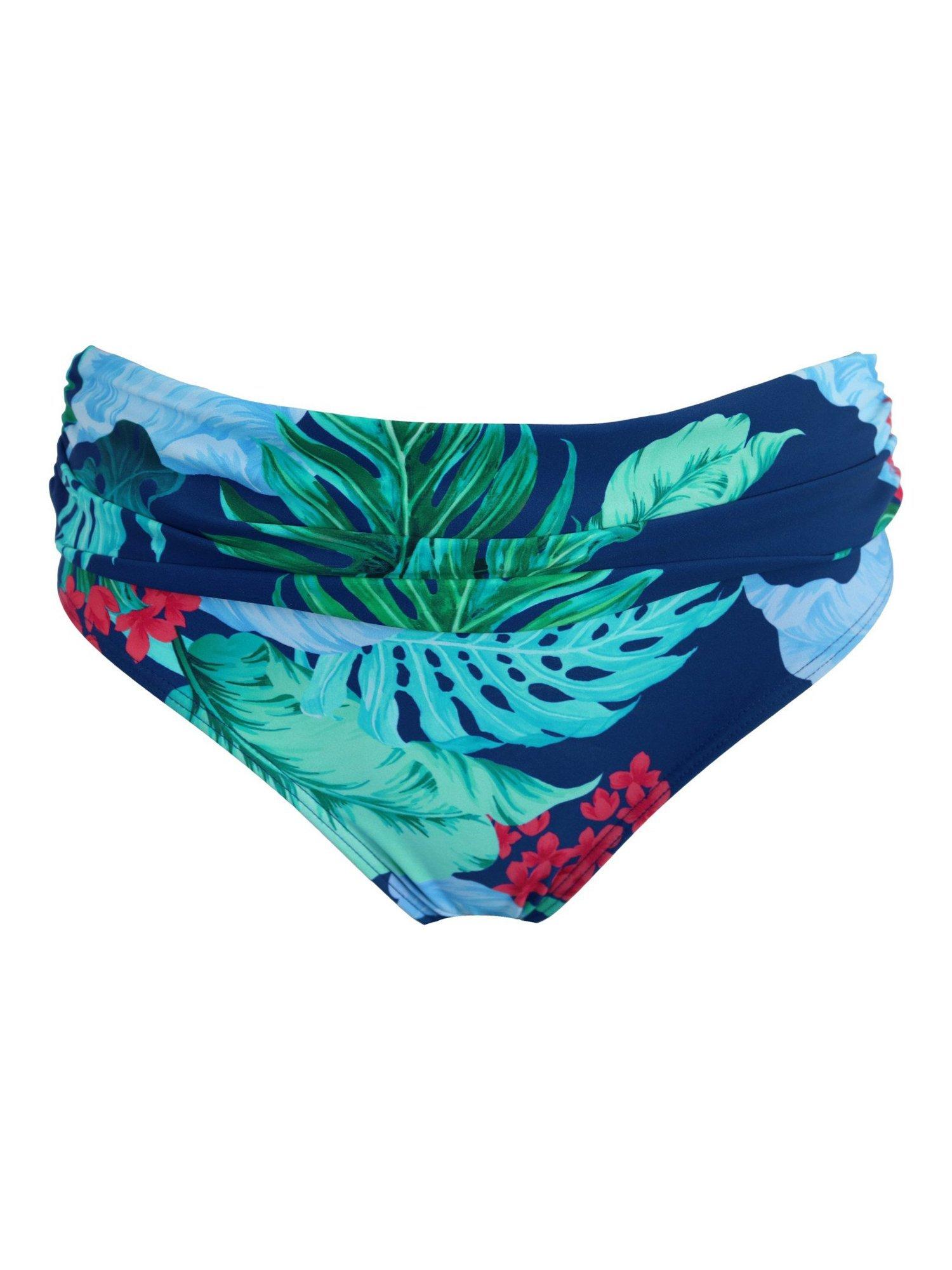Product image 7 of 8, which shows Pour Moi Kefalonia Foldover Bikini Bottoms, Navy/Multi, 10