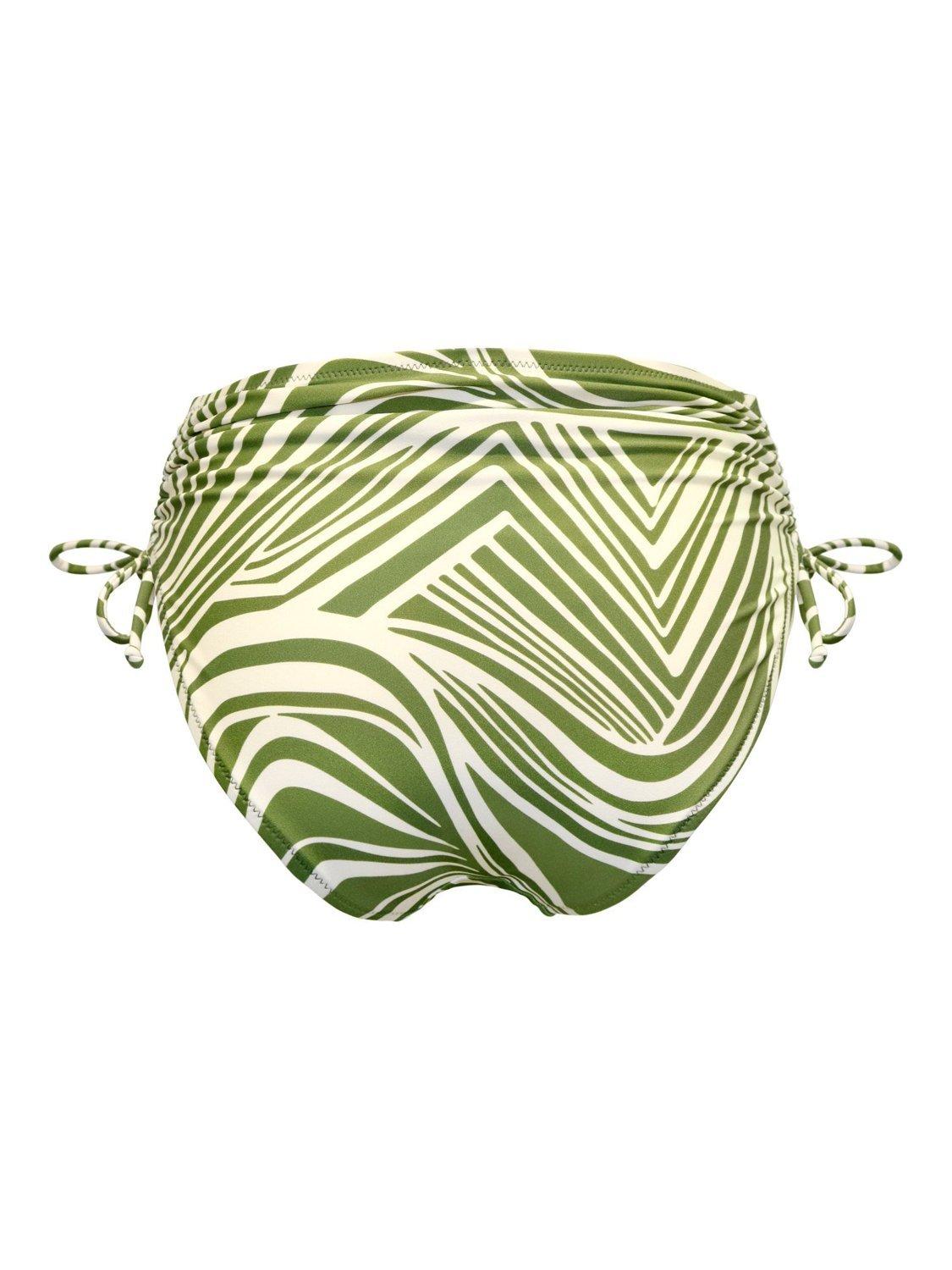 Product image 7 of 7, which shows Pour Moi Maya Bay Adjustable High-Waist Tummy Control Bikini Bottoms, Khaki/White, 10