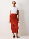 Jigsaw Fire Lily Graphic Skirt, Red, Red