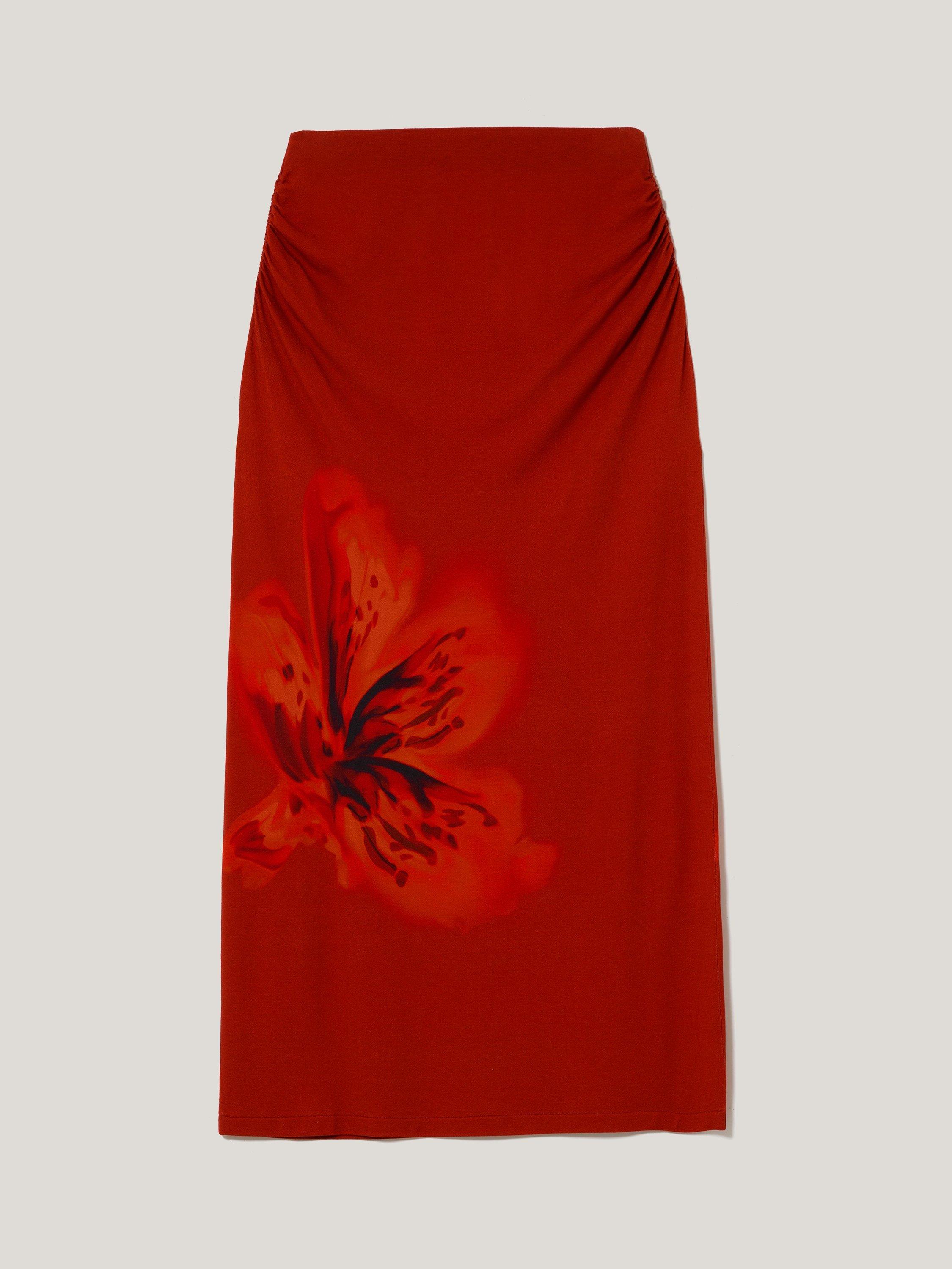 Product image 5 of 6, which shows Jigsaw Fire Lily Graphic Skirt, Red, XS