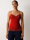 Jigsaw Lace Trim Vest Top, Cayenne