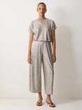 Jigsaw Metallic Cropped Palazzo Trousers, Light Gold