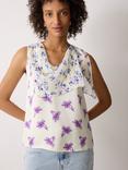 Jigsaw Lily Pure Silk Drape Top, Purple