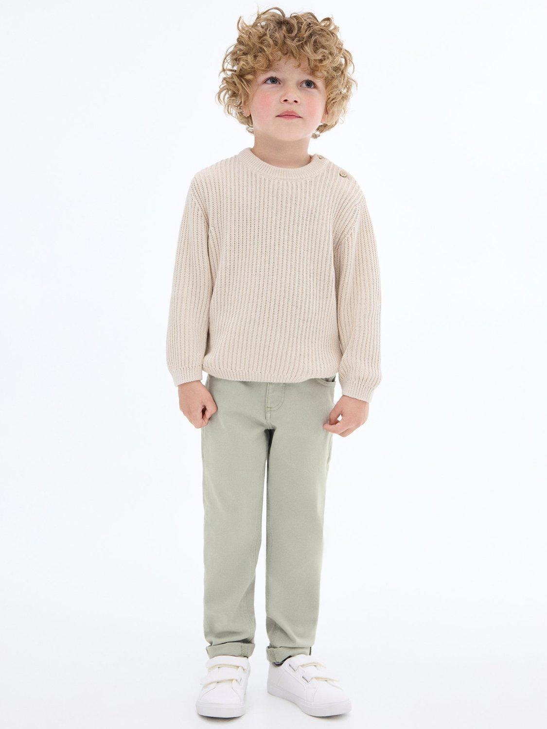 Product image 1 of 5, which shows Mango Kids' Lima Cotton Blend Rolled Hem Jeans, Green, 12-18 months