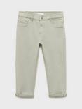 Mango Kids' Lima Cotton Blend Rolled Hem Jeans, Green