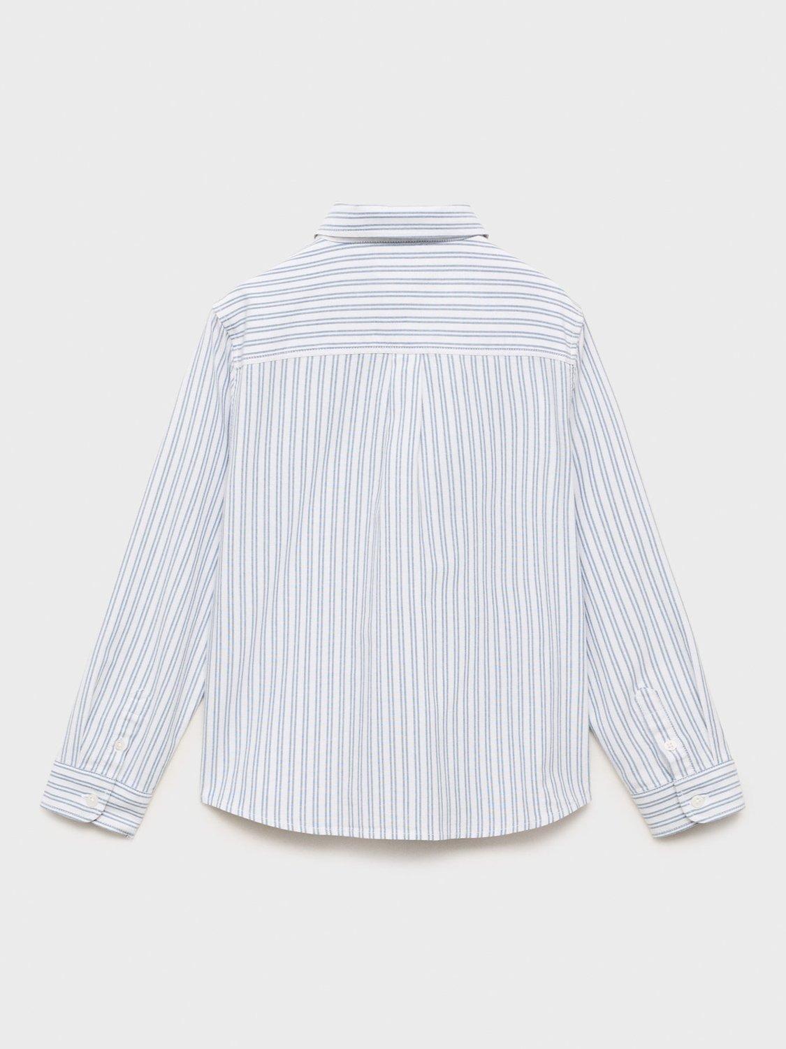 Product image 4 of 7, which shows Mango Kids' Cotton Long Sleeved Striped Shirt, Medium Blue, 10 years