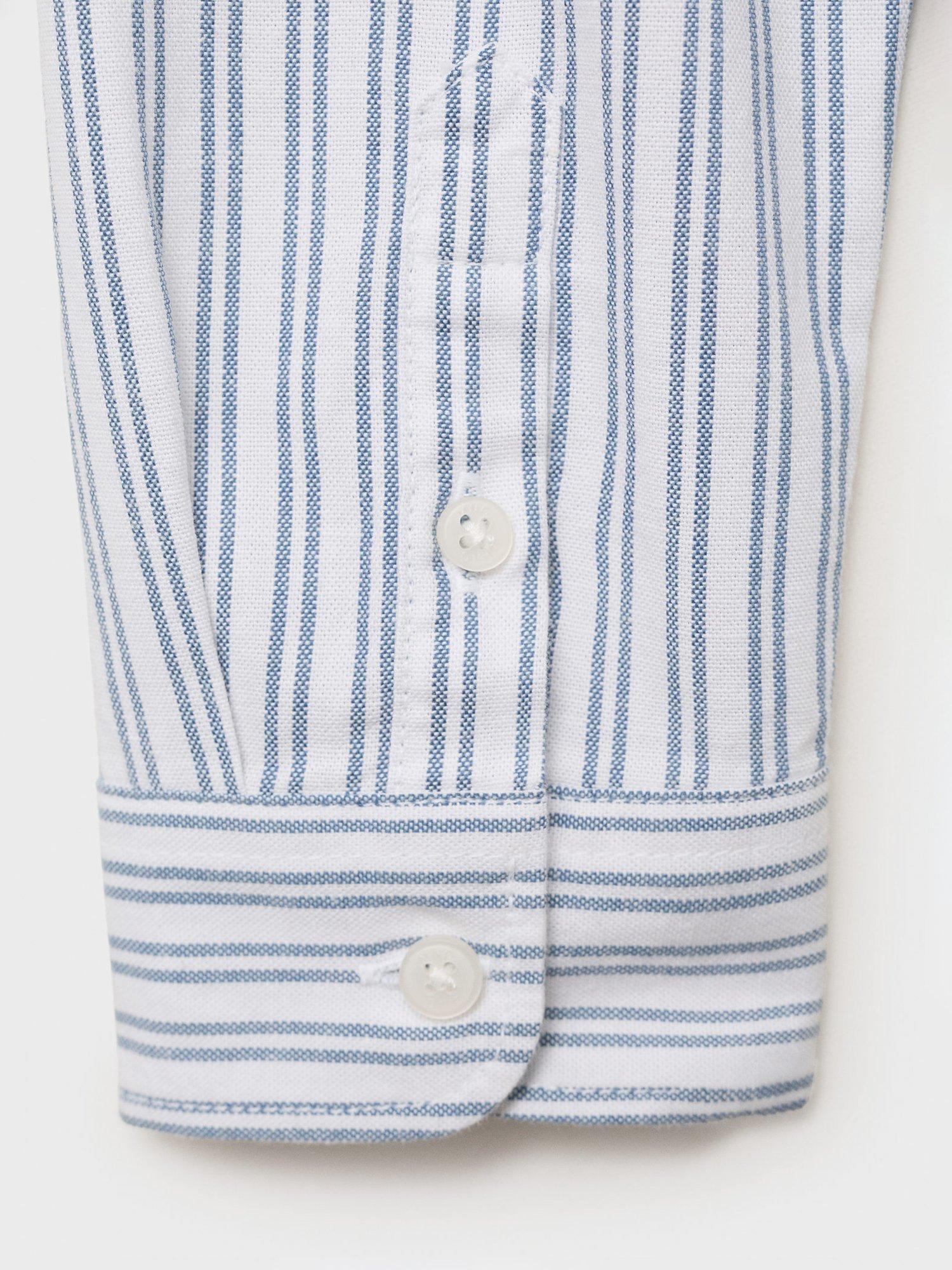 Product image 5 of 7, which shows Mango Kids' Cotton Long Sleeved Striped Shirt, Medium Blue, 10 years