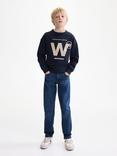 Mango Kids' Denim Five Pocket Slim Fit Jeans, Open Blue