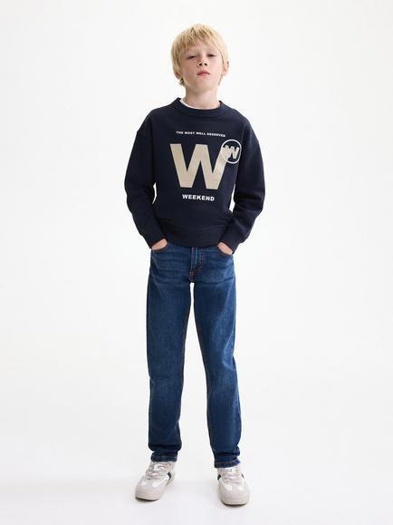 Mango Kids' Denim Five Pocket Slim Fit Jeans, Open Blue