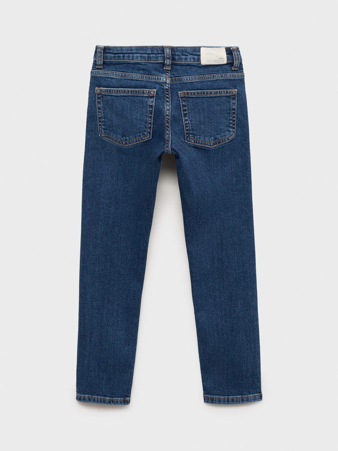 Product image 3 of 4, which shows Mango Kids' Denim Five Pocket Slim Fit Jeans, Open Blue, 11 years