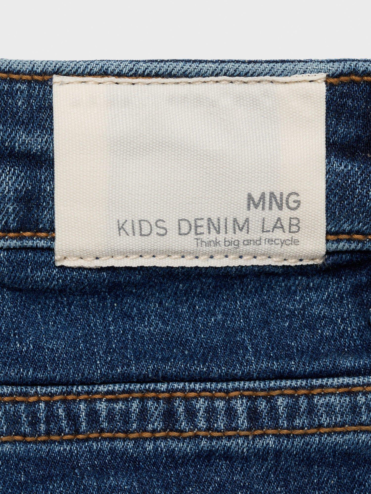 Product image 4 of 4, which shows Mango Kids' Denim Five Pocket Slim Fit Jeans, Open Blue, 11 years