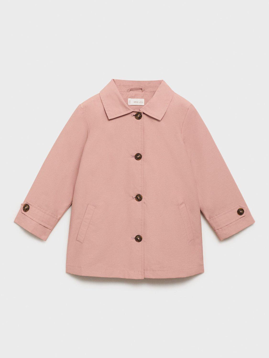 Product image 1 of 4, which shows Mango Kids' Cotton Blend Trench Coat, Light Pastel Pink, 9-12 months