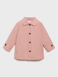 Mango Kids' Cotton Blend Trench Coat, Light Pastel Pink