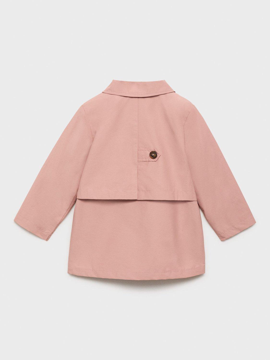 Product image 2 of 4, which shows Mango Kids' Cotton Blend Trench Coat, Light Pastel Pink, 9-12 months