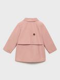 Mango Kids' Cotton Blend Trench Coat, Light Pastel Pink