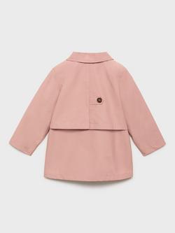 Mango Kids' Cotton Blend Trench Coat, Light Pastel Pink - view 2, Light Pastel Pink