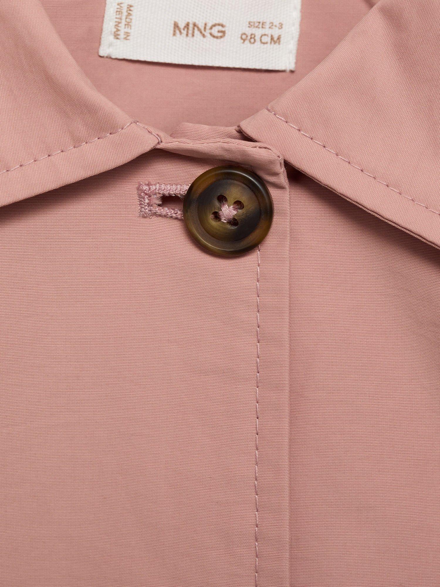 Product image 4 of 4, which shows Mango Kids' Cotton Blend Trench Coat, Light Pastel Pink, 9-12 months