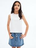 Mango Kids' Cindy Denim A-Line Skirt, Open Blue