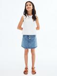 Mango Kids' Cindy Denim A-Line Skirt, Open Blue
