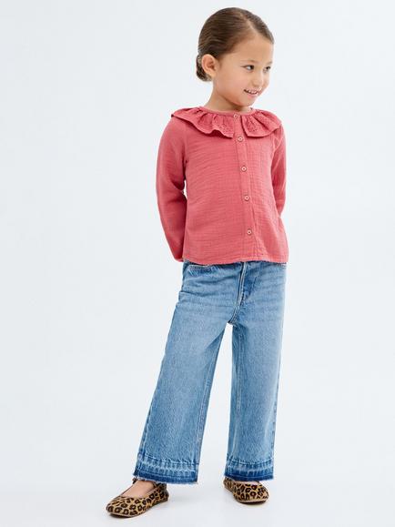 Mango Kids' Wide Leg Culotte Jeans, Medium Blue