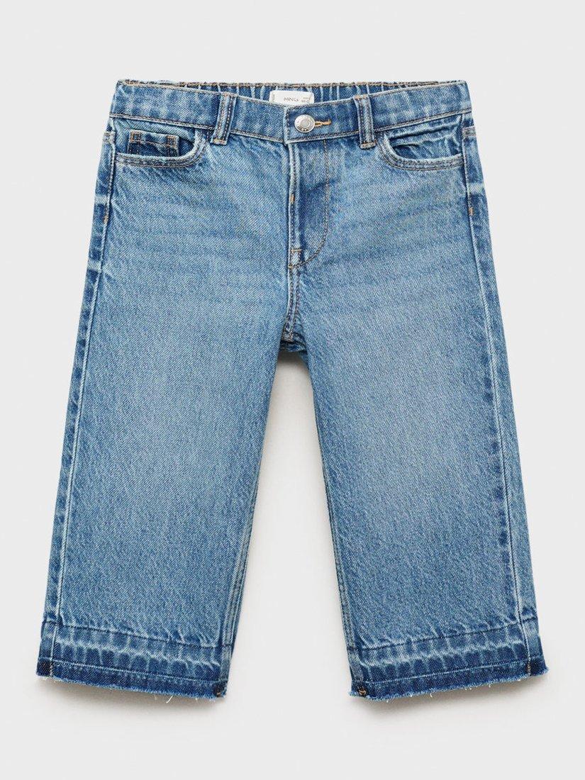 Product image 2 of 5, which shows Mango Kids' Wide Leg Culotte Jeans, Medium Blue, 9-12 months