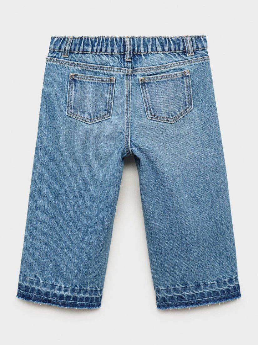 Product image 3 of 5, which shows Mango Kids' Wide Leg Culotte Jeans, Medium Blue, 9-12 months