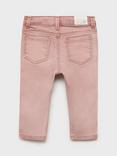 Mango Kids' Elena Cotton Blend Five Pocket Jeans, Light Pastel Pink