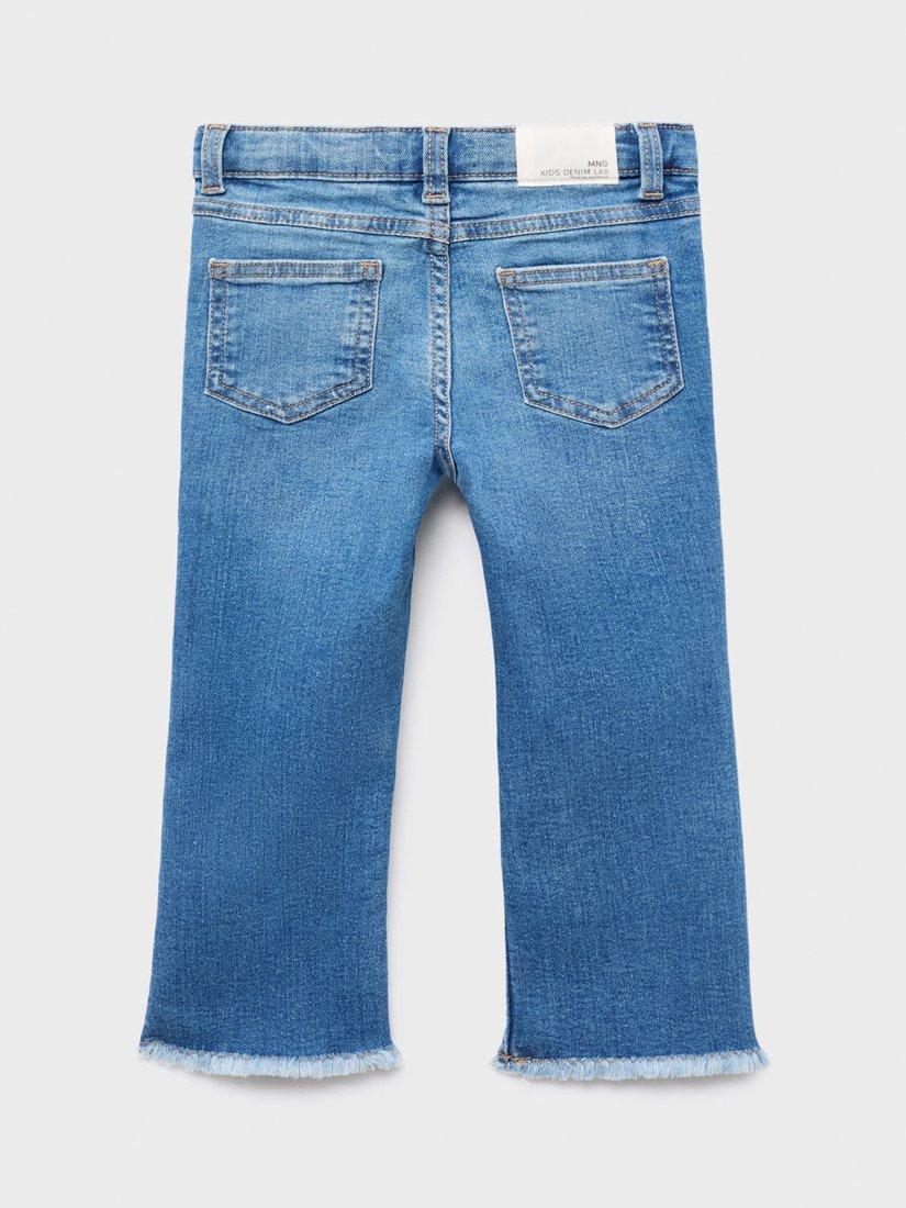 Product image 2 of 4, which shows Mango Kids' Cotton Blend Frayed Flared Jeans, Open Blue, 12-18 months