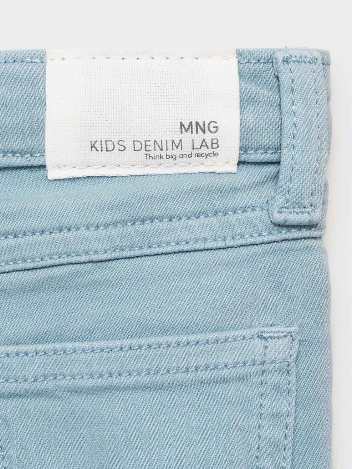 Product image 3 of 4, which shows Mango Kids' Cotton Blend Frayed Flared Jeans, Medium Blue, 12-18 months
