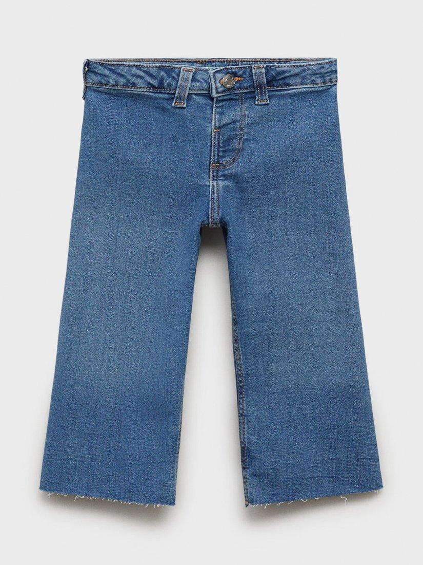 Product image 1 of 4, which shows Mango Kids' Denim Seamless Frayed Jeans, Open Blue, 12-18 months