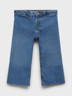 Mango Kids' Denim Seamless Frayed Jeans, Open Blue, Open Blue