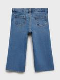 Mango Kids' Denim Seamless Frayed Jeans, Open Blue