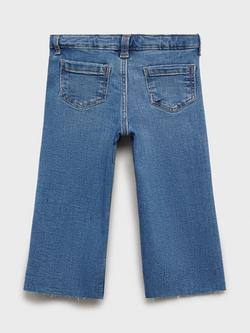 Mango Kids' Denim Seamless Frayed Jeans, Open Blue - view 2, Open Blue