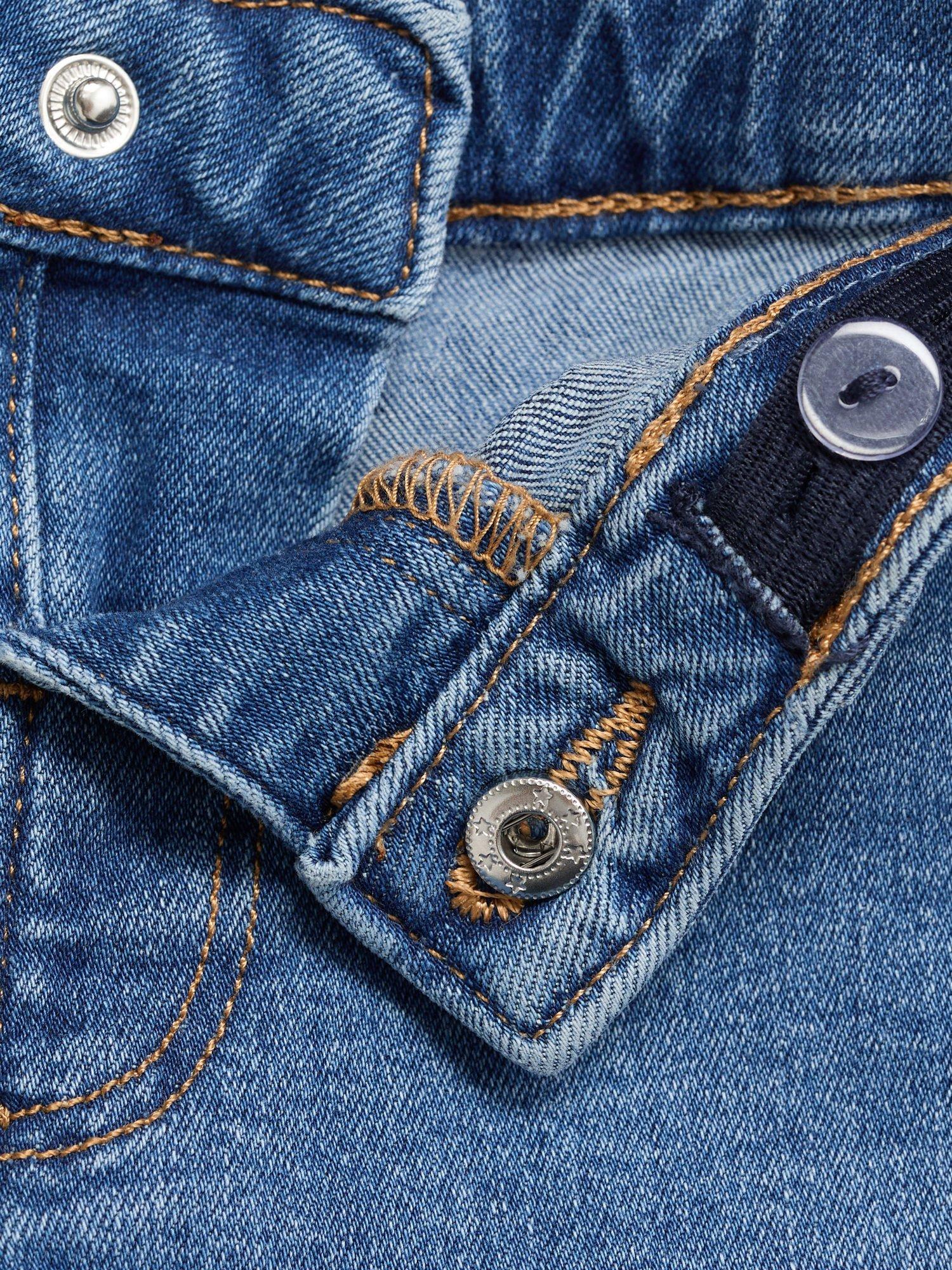 Product image 4 of 4, which shows Mango Kids' Denim Seamless Frayed Jeans, Open Blue, 12-18 months