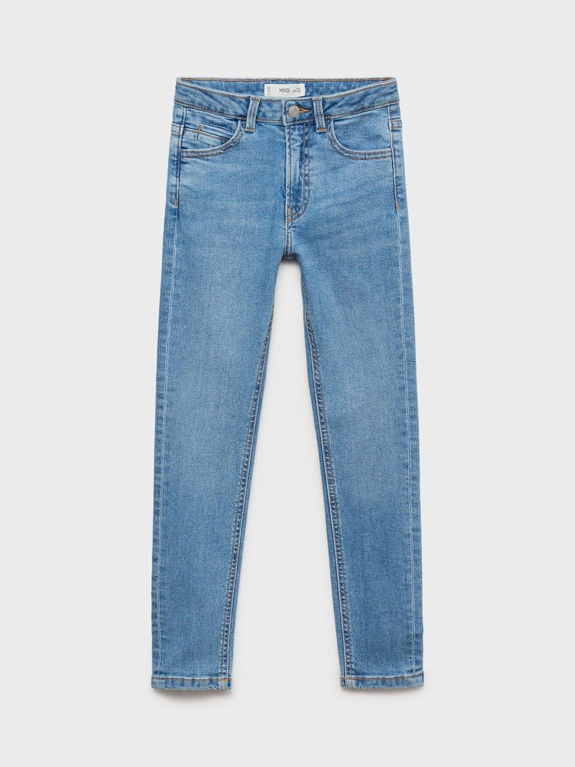 Product image 1 of 4, which shows Mango Kids' Five Pocket Skinny Jeans, Mid Blue, 6 years