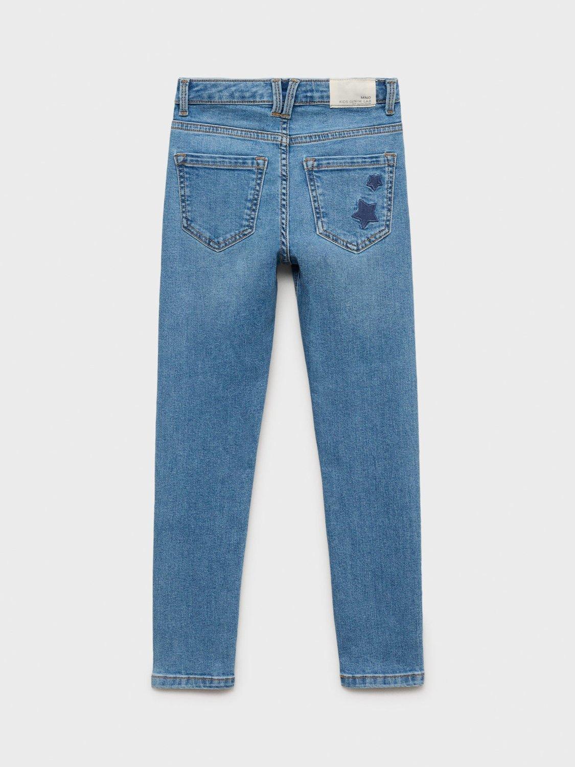 Product image 2 of 4, which shows Mango Kids' Five Pocket Skinny Jeans, Mid Blue, 6 years