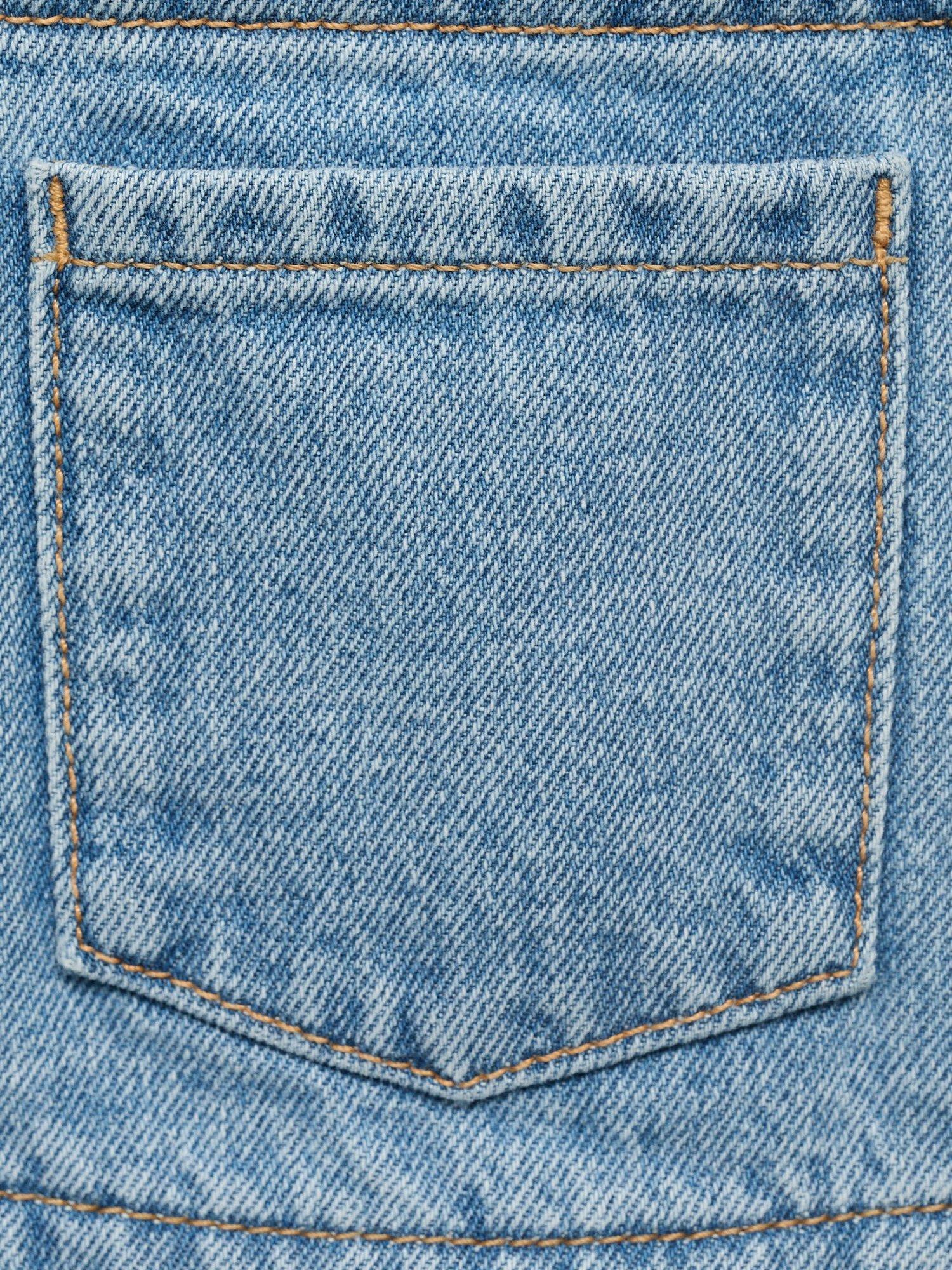 Product image 4 of 6, which shows Mango Kids' Emille Cotton Dungarees, Mid Blue, 12-18 months