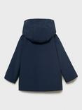 Mango Kids' Pia Cotton Blend Hooded Parka Jacket, Navy