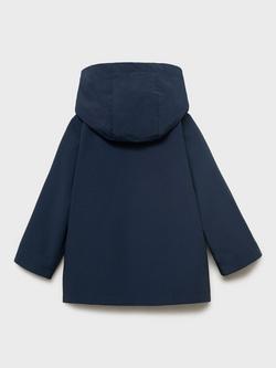 Mango Kids' Pia Cotton Blend Hooded Parka Jacket, Navy - view 2, Navy